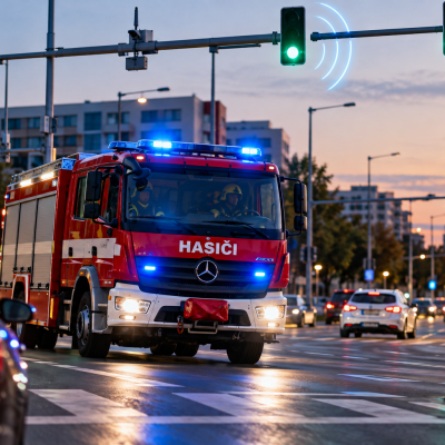 Náhled článku mobil: Hasiči vyjedou a semafory jim začnou chystat cestu. V Česku testují nový systém